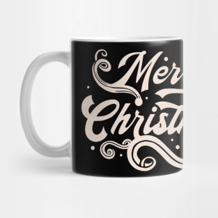 Merry Christmas Typography swirls snow Mug